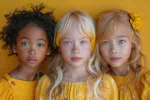 Photo gratuite portrait d'enfants vêtus de jaune