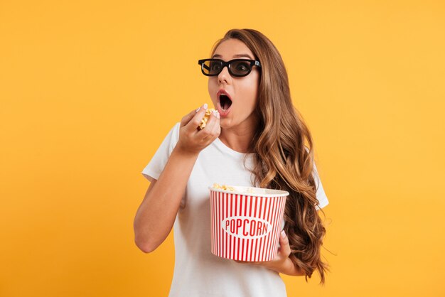 Portrait, excité, girl, 3d, lunettes