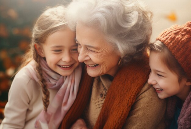 Portrait d'une famille heureuse et aimante