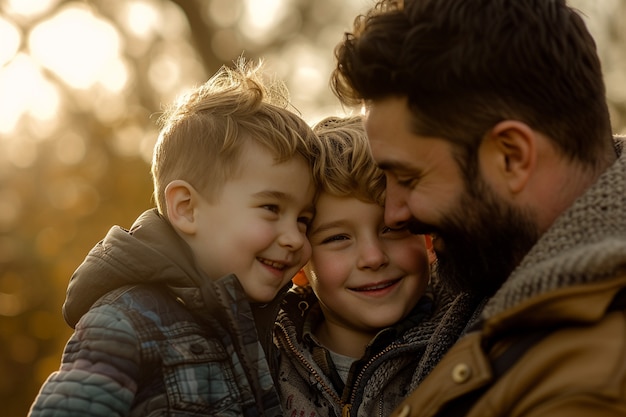 Portrait d'une famille non traditionnelle avec un père célibataire