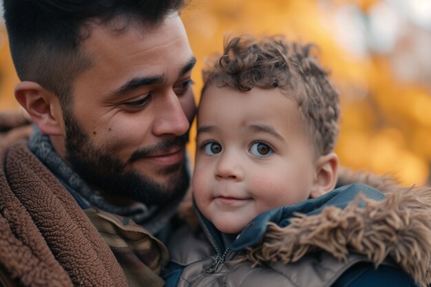 Portrait d'une famille non traditionnelle avec un père célibataire