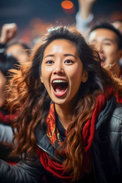 Portrait d'un fan de match de football appréciant le match