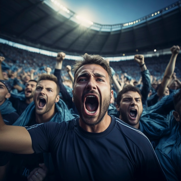 Portrait de fans de football appréciant le match