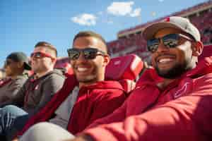 Photo gratuite portrait de fans de football appréciant le match