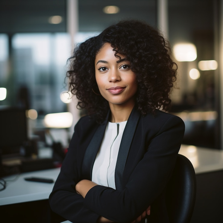 Photo gratuit portrait d'une femme d'affaires élégante et professionnelle
