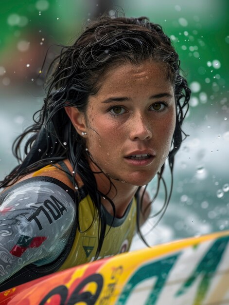 Portrait d'une femme athlétique en compétition au tournoi des Jeux olympiques