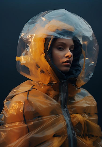 Photo gratuite portrait d'une femme avec une bulle transparente