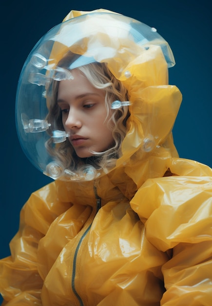 Photo gratuite portrait d'une femme avec une bulle transparente