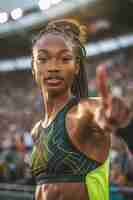 Photo gratuite portrait d'une femme en compétition aux jeux olympiques