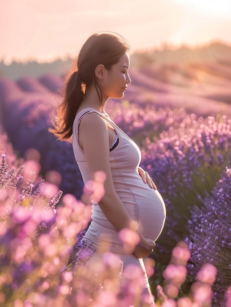 Portrait d'une femme enceinte asiatique