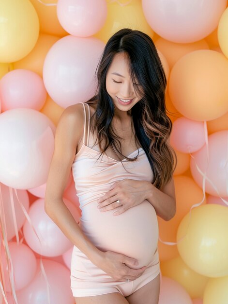 Portrait d'une femme enceinte asiatique