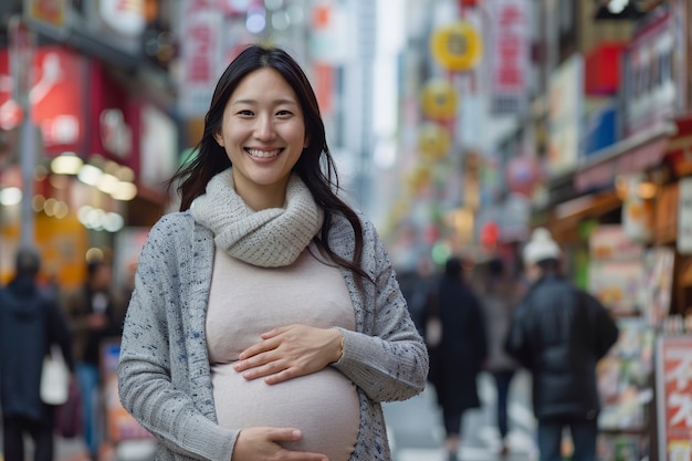 Portrait d'une femme enceinte asiatique