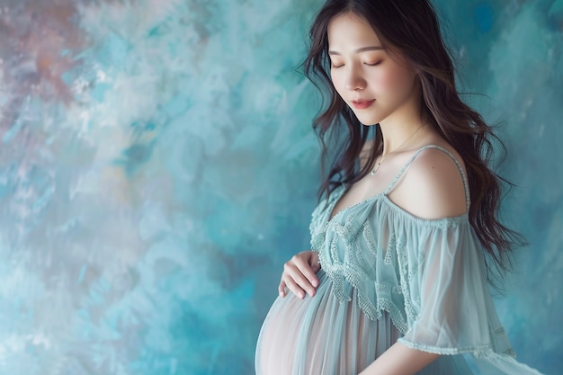 Portrait d'une femme enceinte asiatique