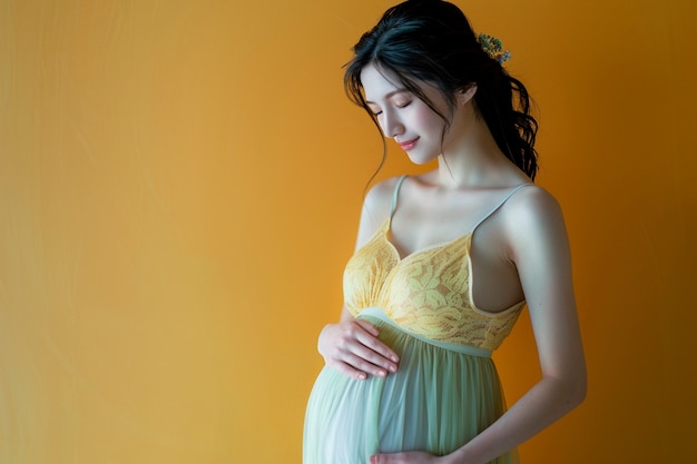 Portrait d'une femme enceinte asiatique