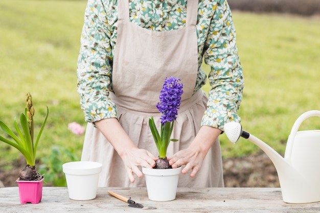 Portrait de femme jardinage