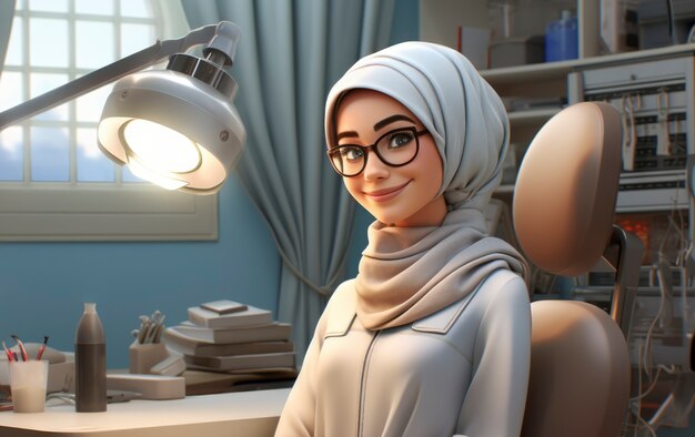 Portrait d'une femme médecin en 3D