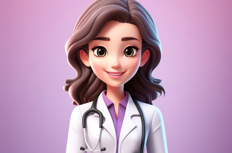 Photo gratuit portrait d'une femme médecin en 3d