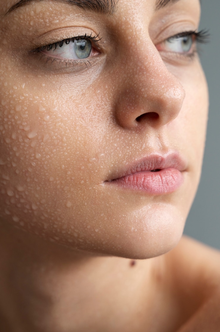 Photo gratuit portrait de femme à la peau hydratée