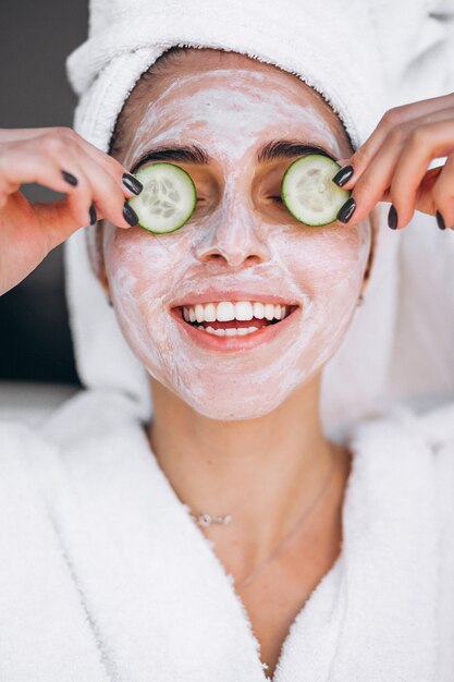 Portrait, femme, porter, masque beauté