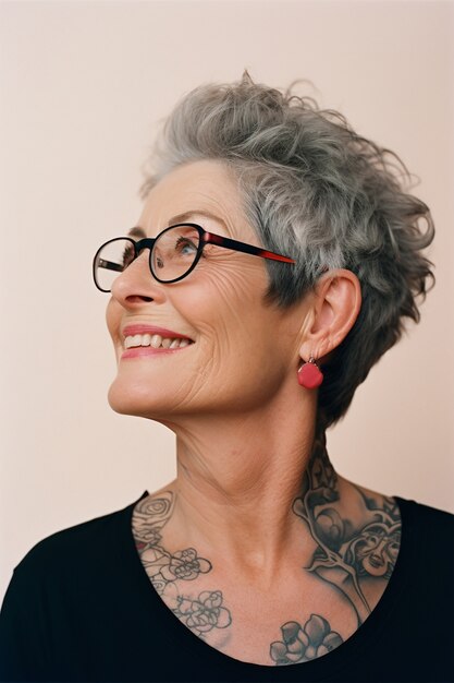 Portrait de femme avec des tatouages corporels