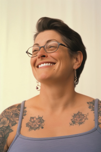 Portrait de femme avec des tatouages corporels