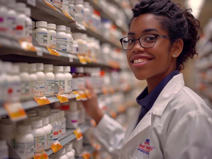 Photo gratuit portrait d'une femme travaillant dans l'industrie pharmaceutique