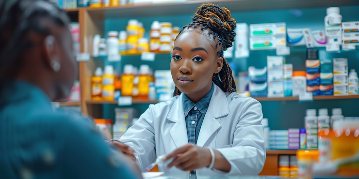 Photo gratuit portrait d'une femme travaillant dans l'industrie pharmaceutique