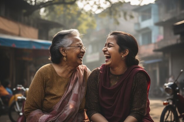 Portrait de femmes indiennes souriantes