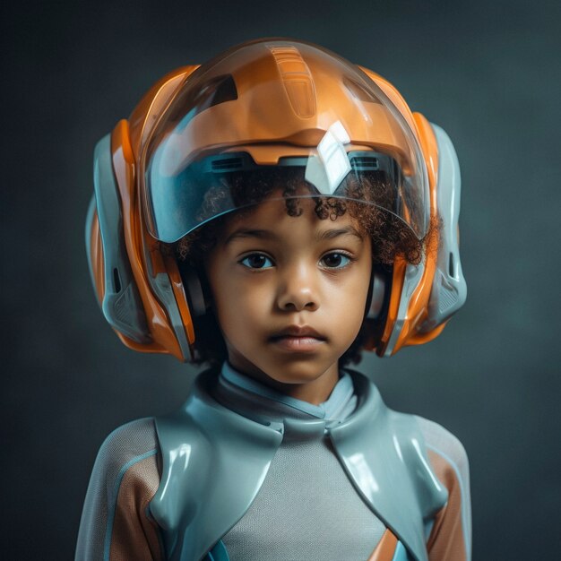 Portrait futuriste d'une jeune fille avec de la haute technologie