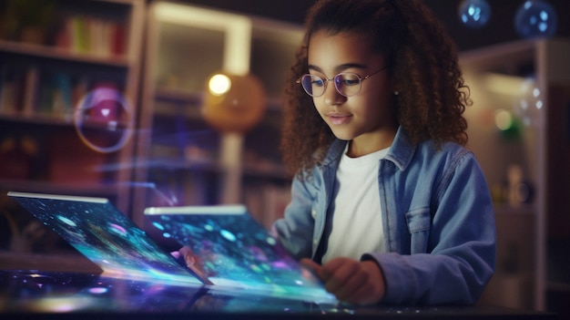 Photo gratuite portrait futuriste d'une jeune fille avec de la haute technologie