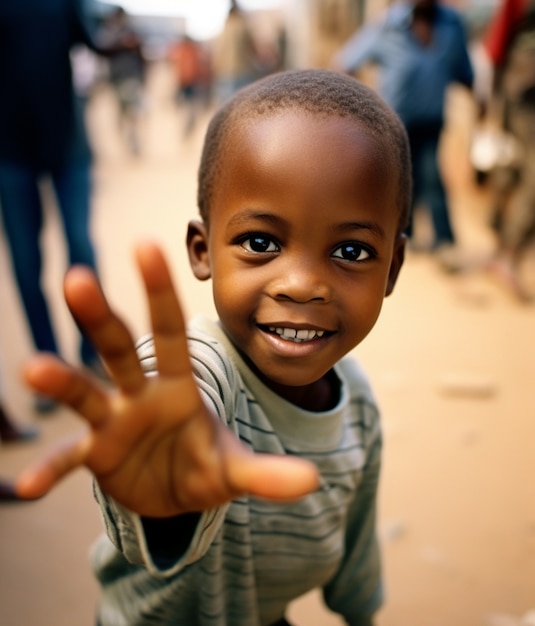 Portrait d'un garçon africain souriant