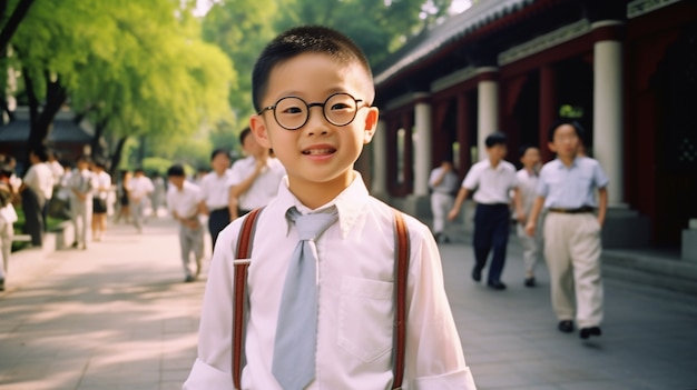 Photo gratuite portrait d'un garçon asiatique en uniforme