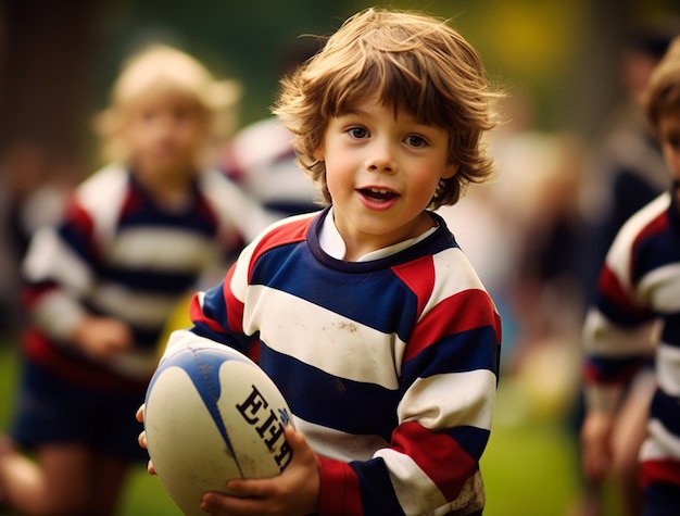 Photo gratuite portrait d'un garçon jouant au football américain