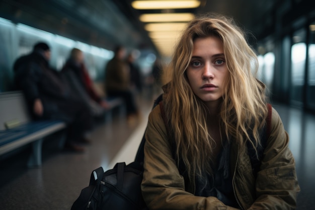 Portrait en gros plan d'une femme qui voyage