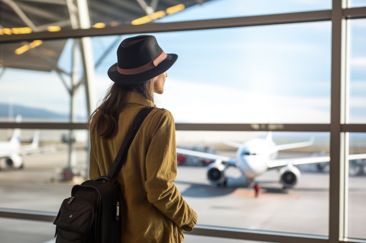 Photo gratuit portrait en gros plan d'une femme qui voyage