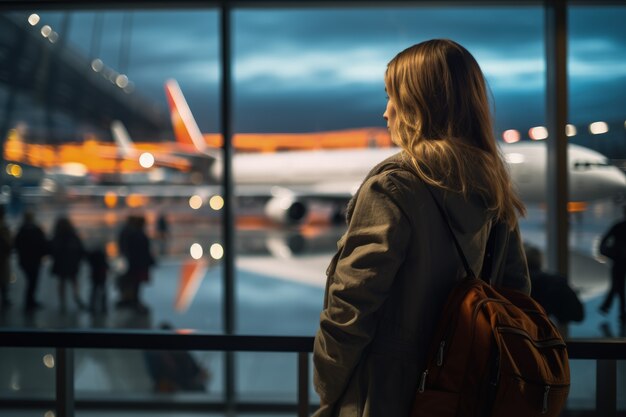 Portrait en gros plan d'une femme qui voyage