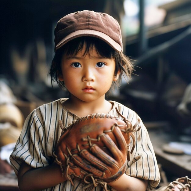 Portrait en gros plan d'un jeune joueur de baseball