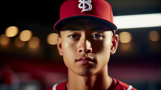 Portrait en gros plan d'un jeune joueur de baseball