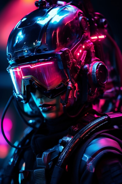 Photo gratuite portrait de guerrier cyberpunk