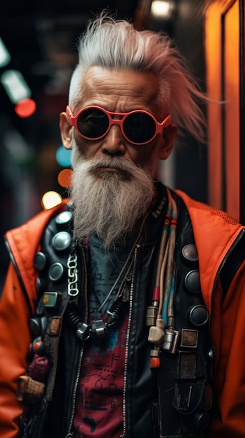 Portrait de guerrier homme cyberpunk