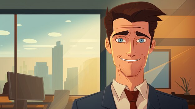 Portrait d'homme d'affaires en style dessin animé