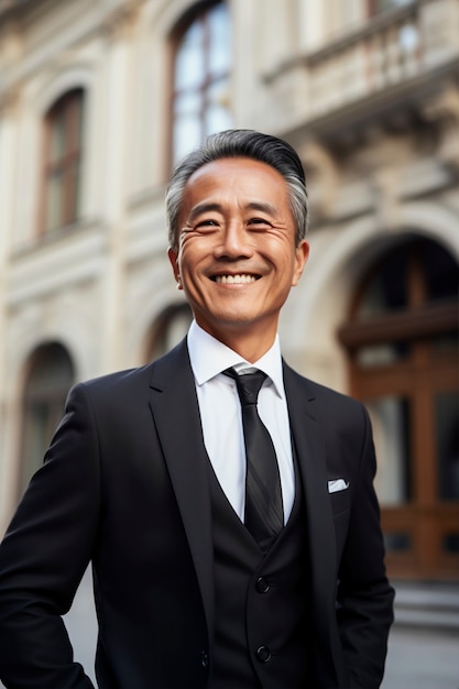 Portrait d'un homme asiatique souriant