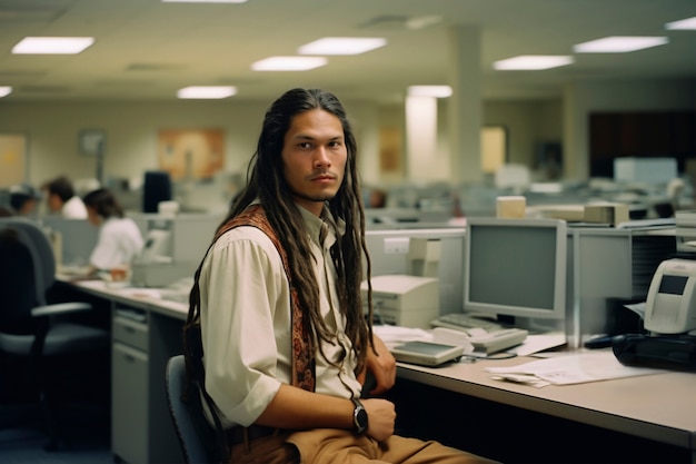Photo gratuite portrait d'un homme autochtone à son travail
