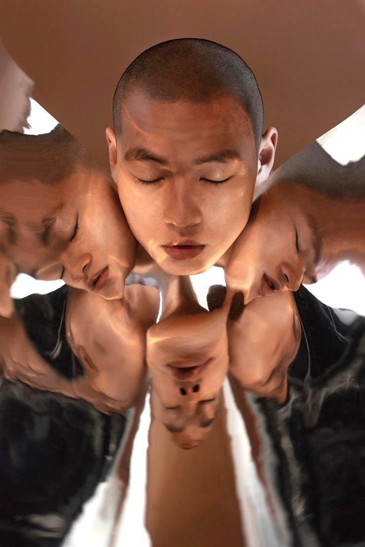 Photo gratuit portrait homme avec image de distorsion