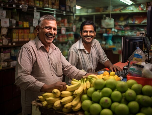 Portrait d'un homme indien dans un bazar