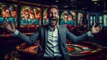 Photo gratuite portrait d'un homme jouant au casino