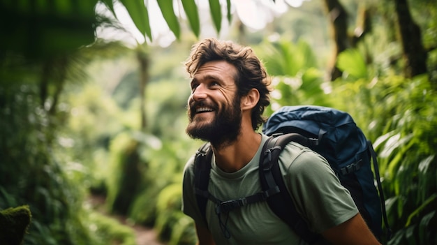 Portrait d'un homme souriant dans la nature