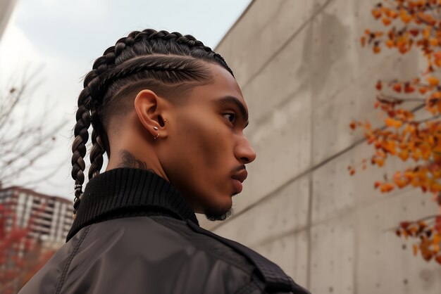 Portrait d'un homme de taille moyenne avec des tresses