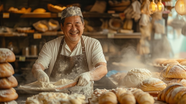 Portrait d'un homme travaillant comme boulanger