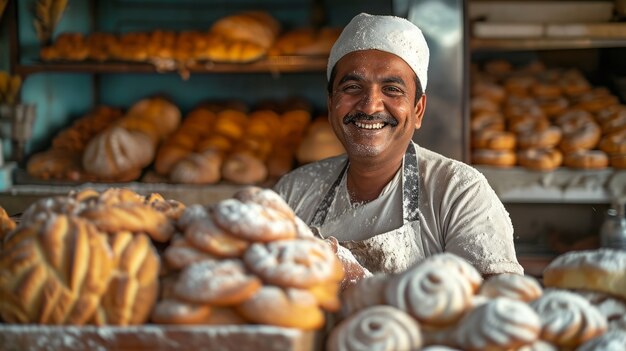 Portrait d'un homme travaillant comme boulanger